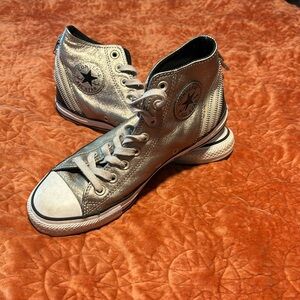 Gold metallic high top Converse size 9